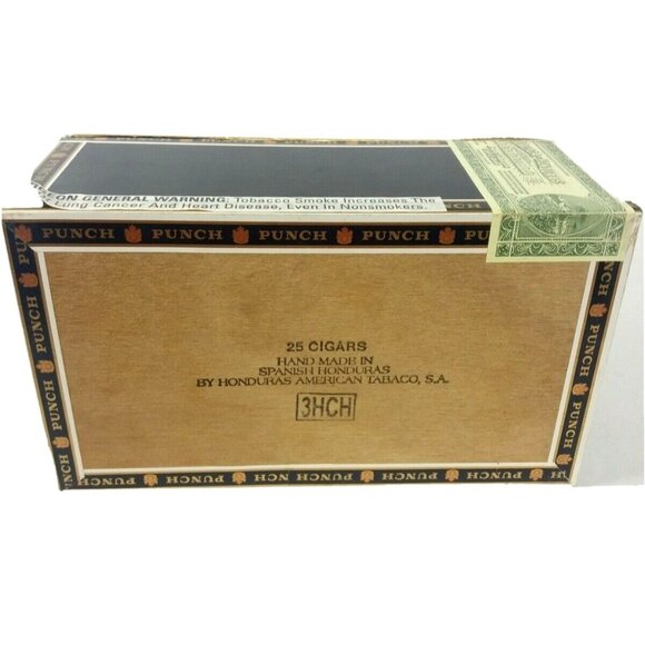 Punch Cigar Box Craft Storage Empty Room Decor Black Gold Red Wooden Display - Picture 9 of 9